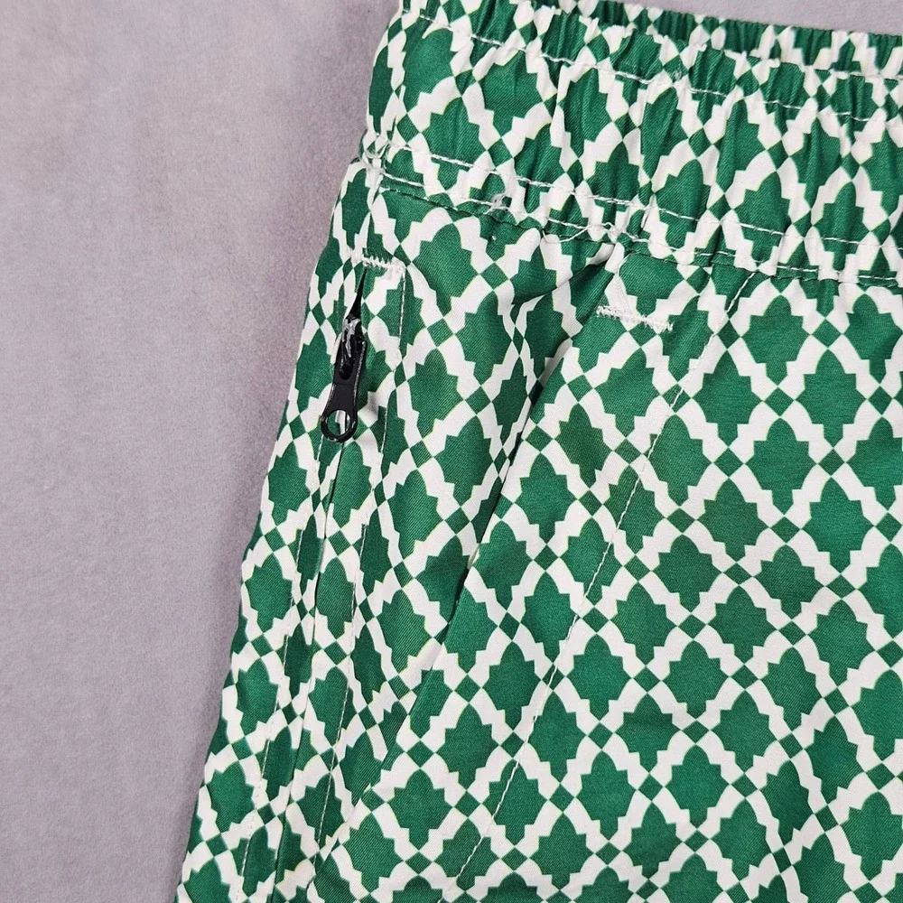 OAS Swim Trunks‎ Mens XXL Green Patterned Geometric Mesh Lined Zip Pocket Shorts